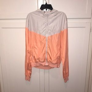 peach and white fitness jacket